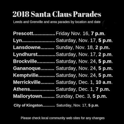 2018 Santa Claus Parade Schedule